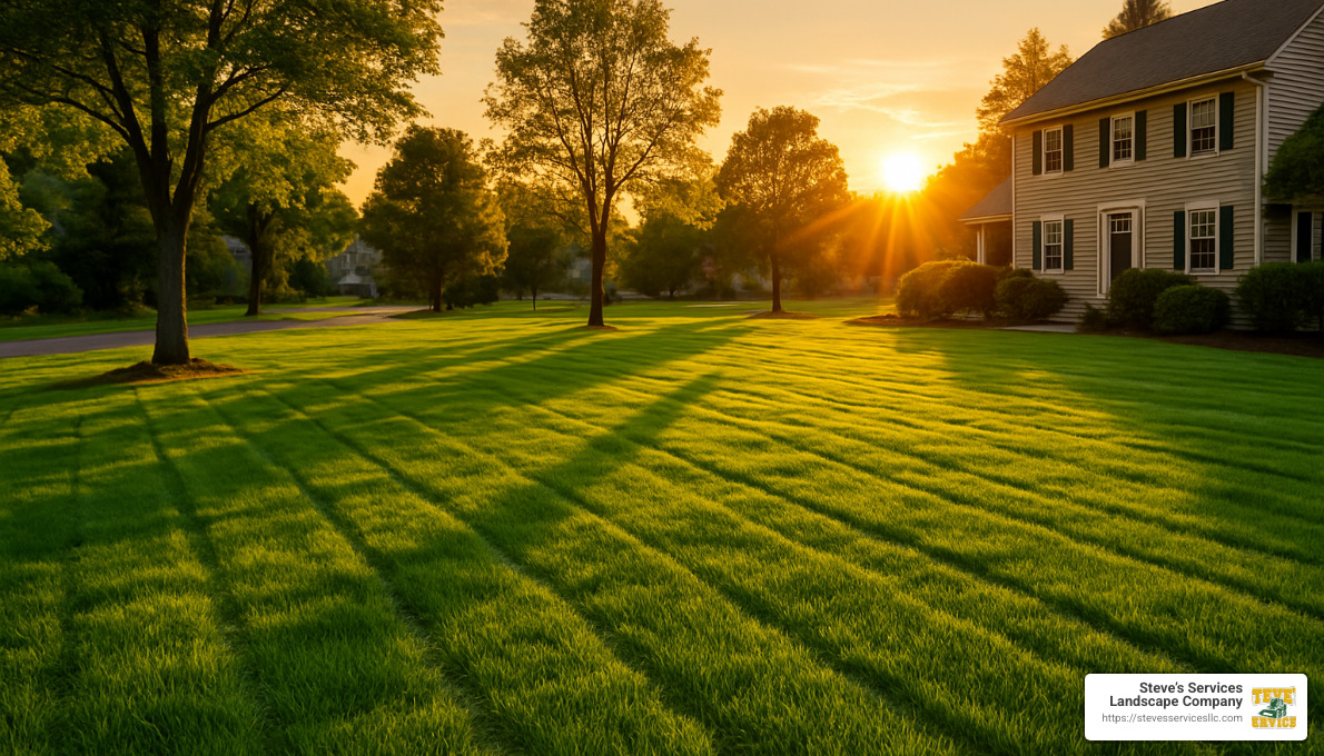 sunset over a freshly sodded lawn - sodding landscaping
