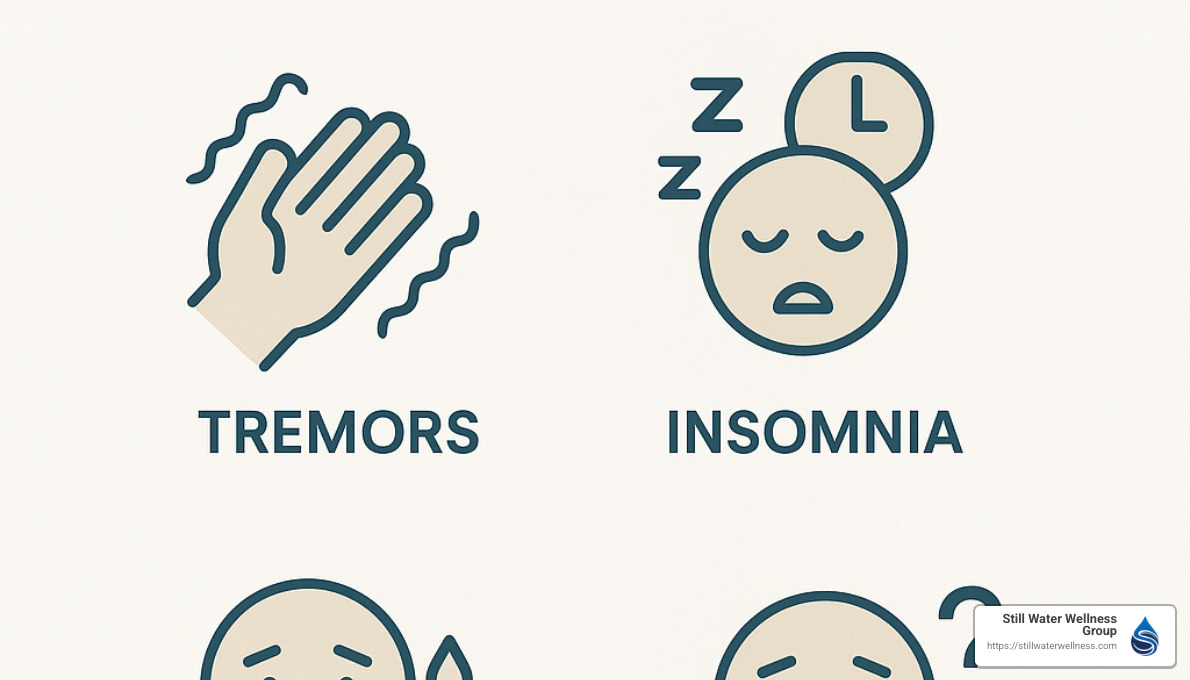 common withdrawal symptoms illustrated with icons - ambien withdrawal