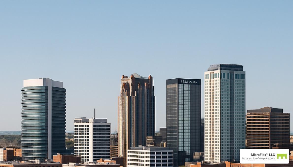 Birmingham skyline showing modern office buildings - flexible office birmingham