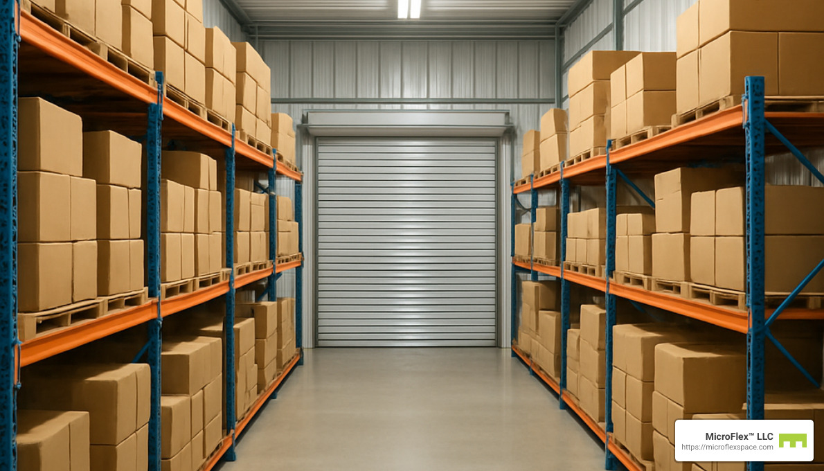Organized inventory in a commercial storage unit - commercial storage units Birmingham