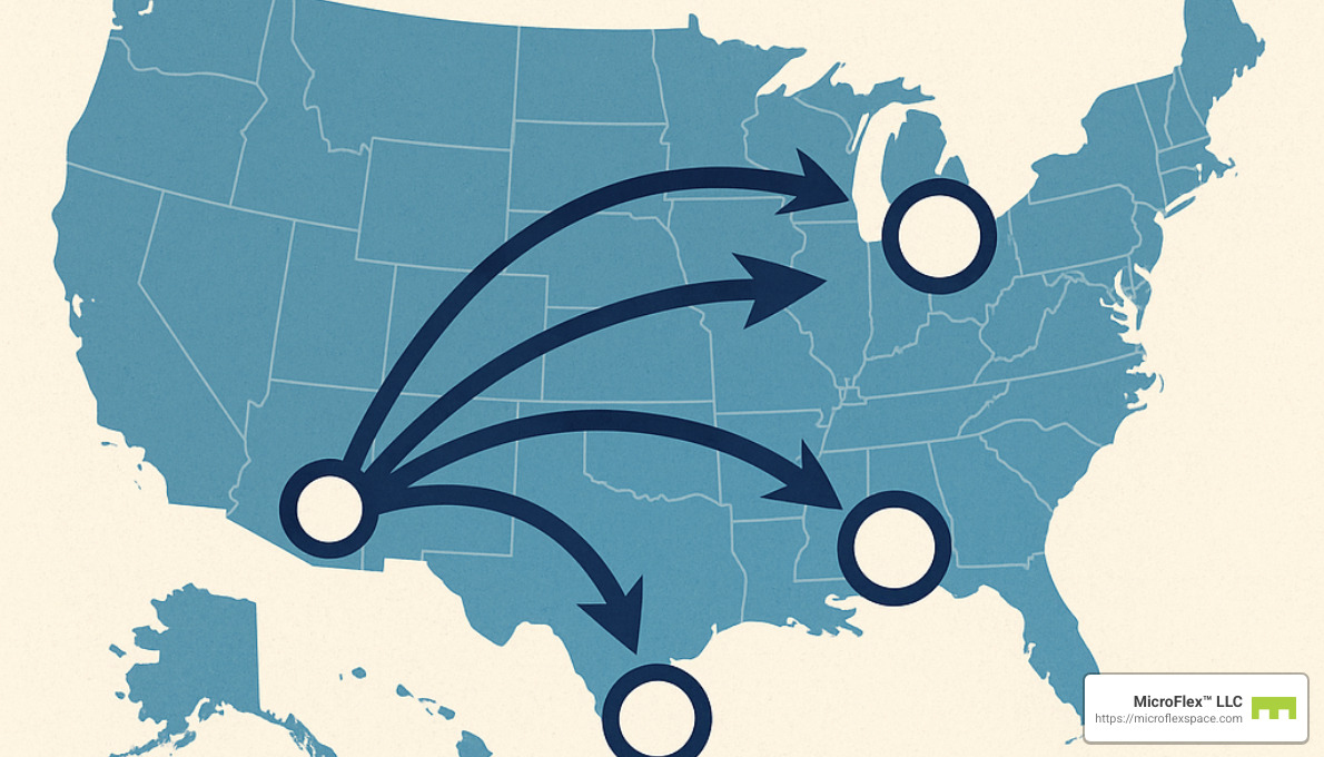 map showing business expansion into new markets - business expansion space