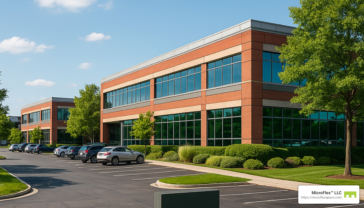 Suburban office park with modern facilities - flexible office birmingham