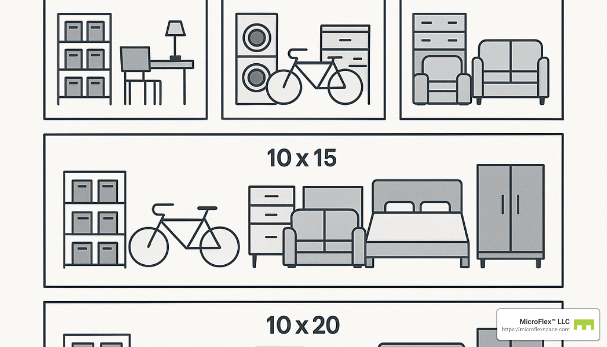 storage unit size comparison guide - short term self storage