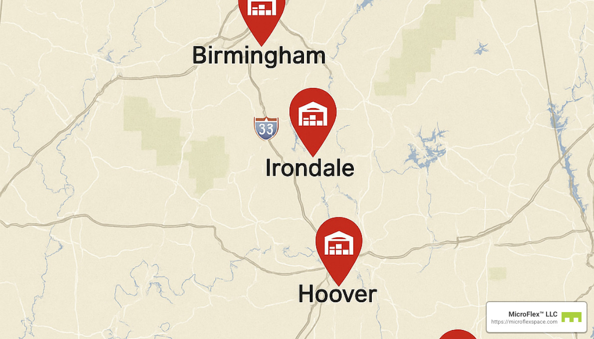 map of central alabama warehouse locations - central alabama small warehouse rental