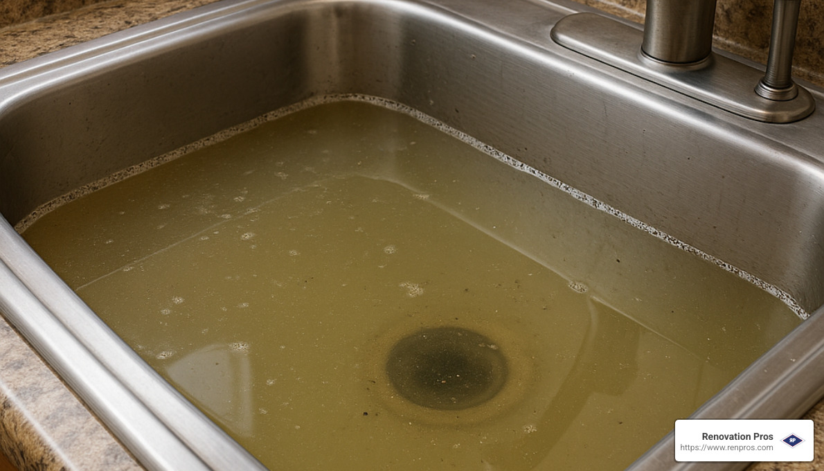 backed up sink with standing water - clogged drain water damage temecula