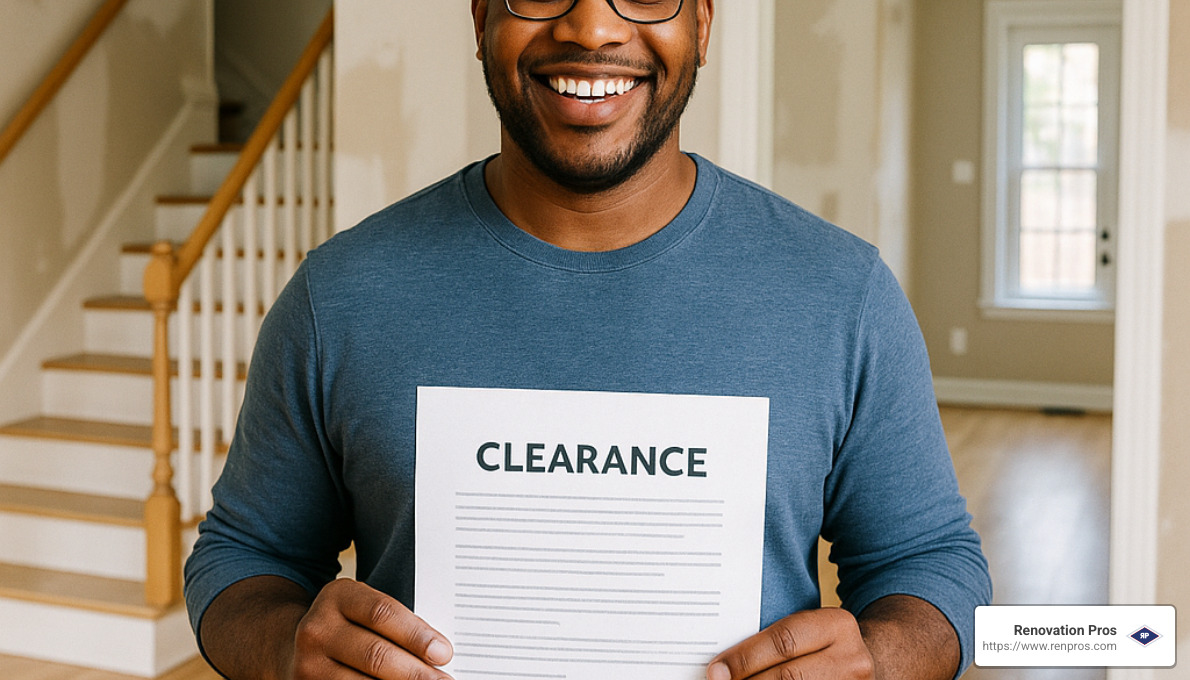 happy homeowner receiving clearance letter after successful water damage restoration - clogged drain water damage temecula