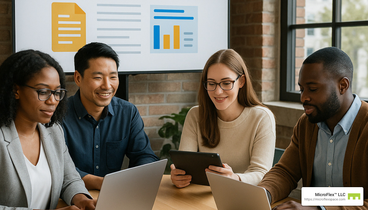 team collaborating online using cloud-based tools - small business office solutions