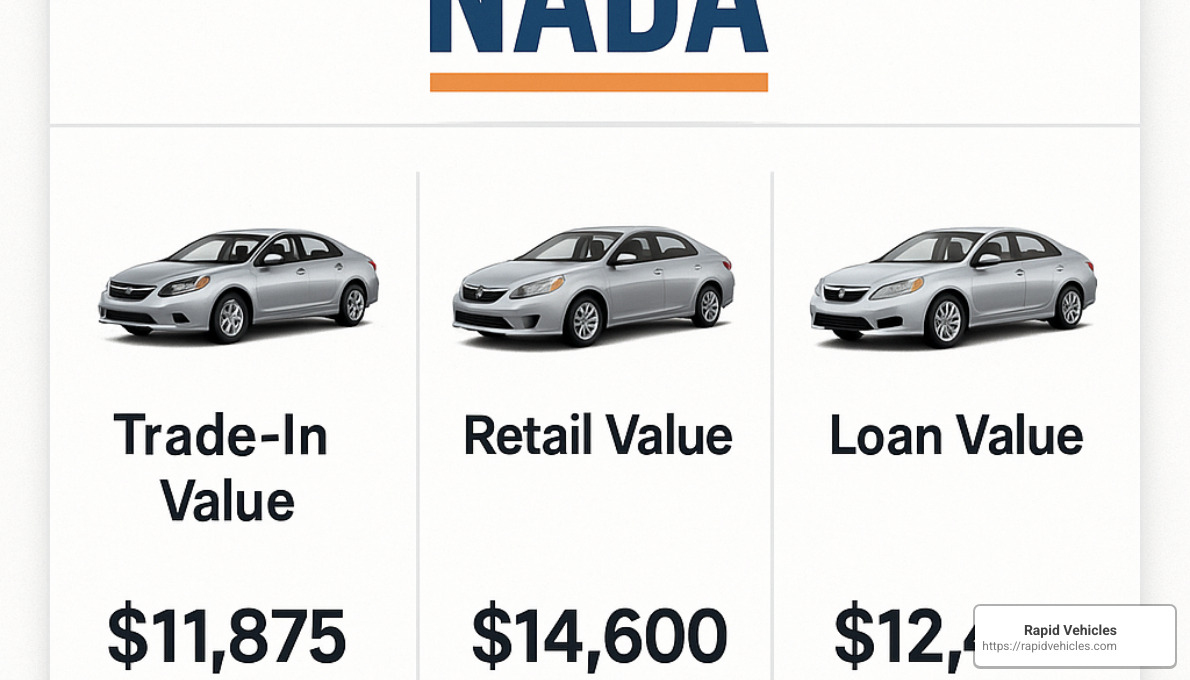 Sample NADA value report showing multiple valuation perspectives - nada car search