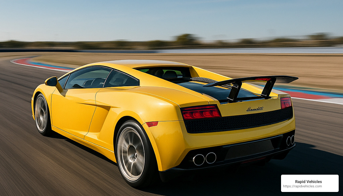 lamborghini gallardo on track with spoiler deployed - lamborghini gallardo automatic spoiler