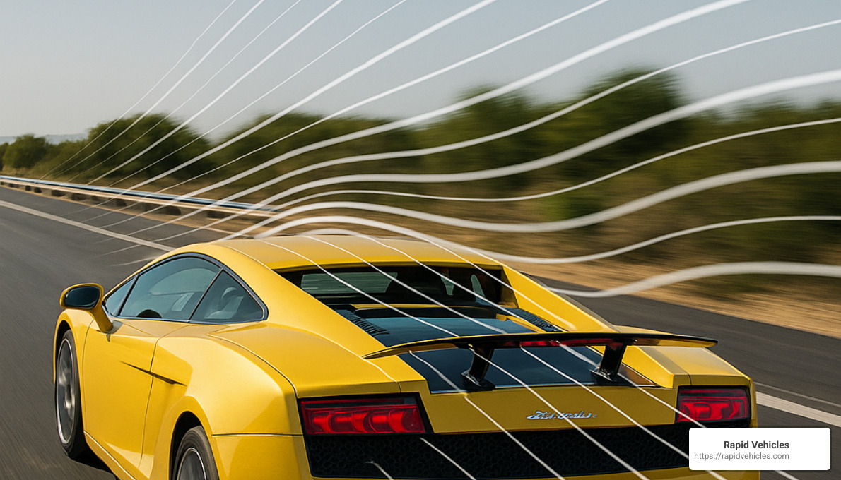 airflow lines over lamborghini gallardo with deployed spoiler - lamborghini gallardo automatic spoiler