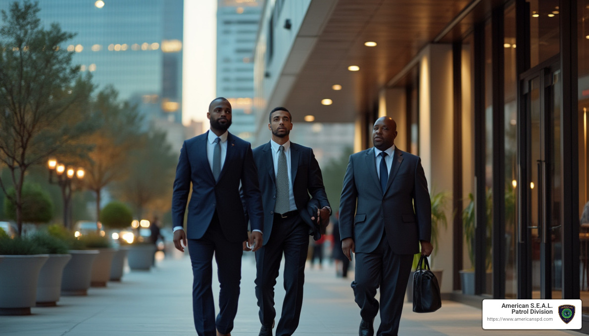 Executive protection team escorting client - Houston private security company