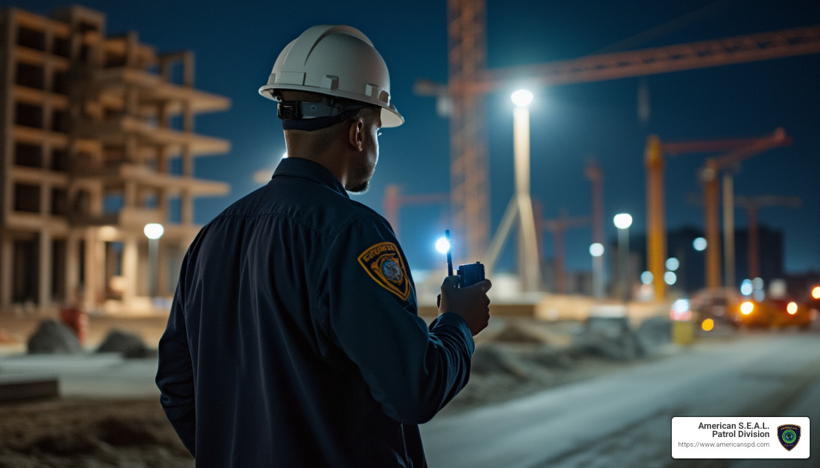 Security guard monitoring construction site - Houston private security company