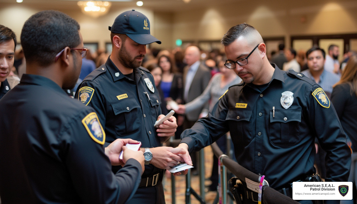 Security team managing entry at large event - Houston private security company