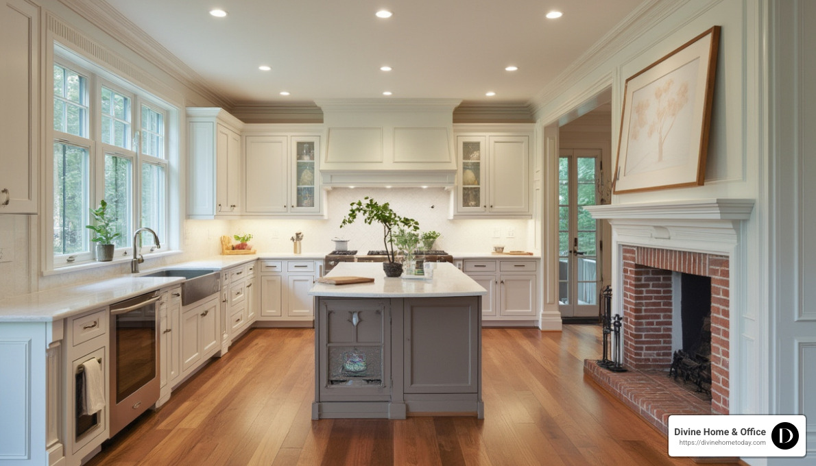 modern kitchen with traditional colonial architectural elements - custom traditional colonial style interior