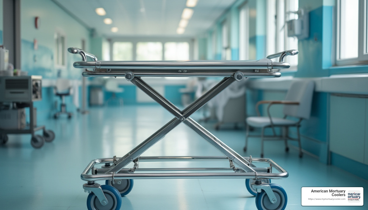 Stainless steel manual mortuary transport trolley - mortuary trolley for sale