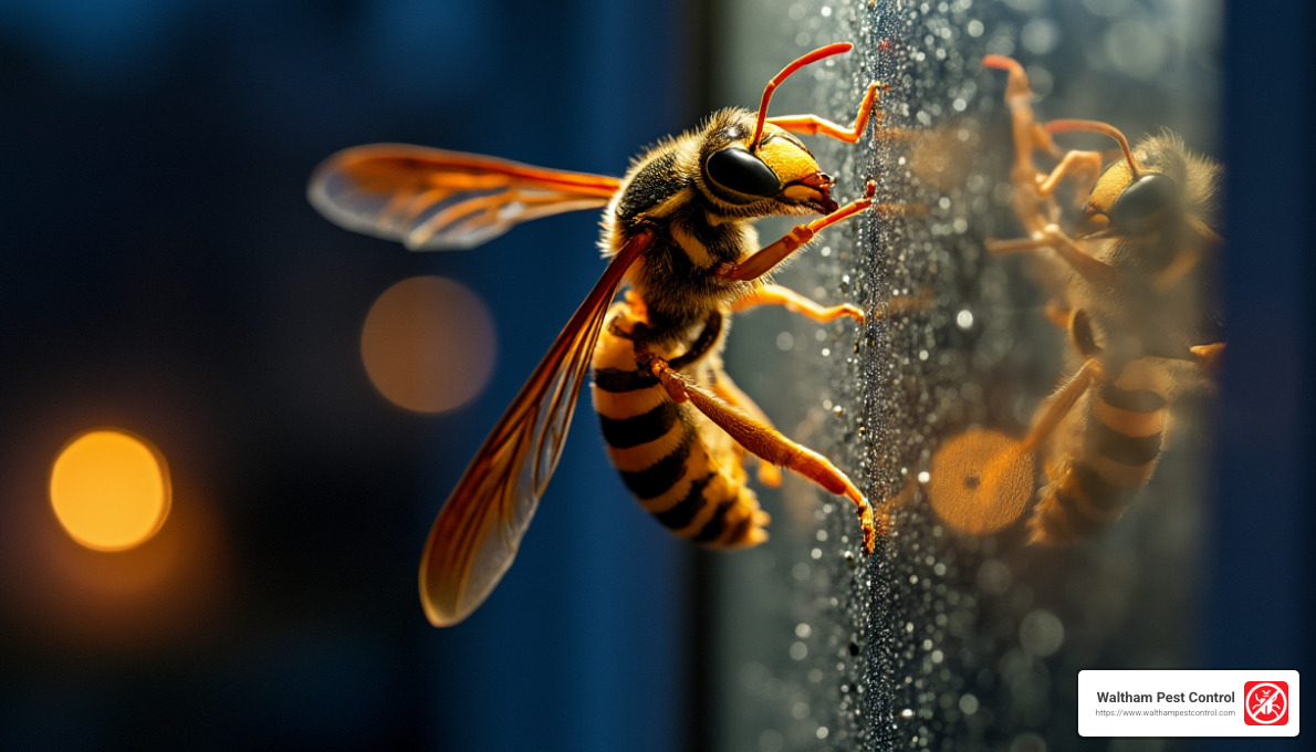 Hornet tapping on window glass at night - are hornets active at night