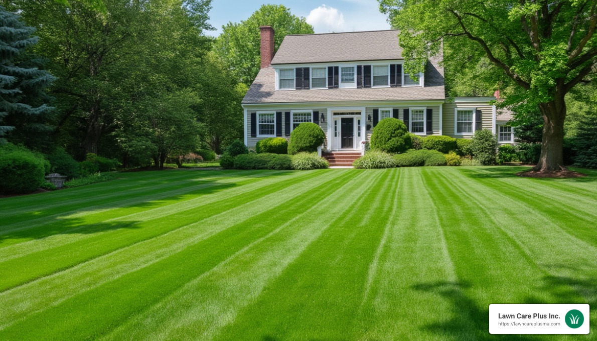Perfectly striped lawn in Hyde Park MA - hyde park ma landscaping