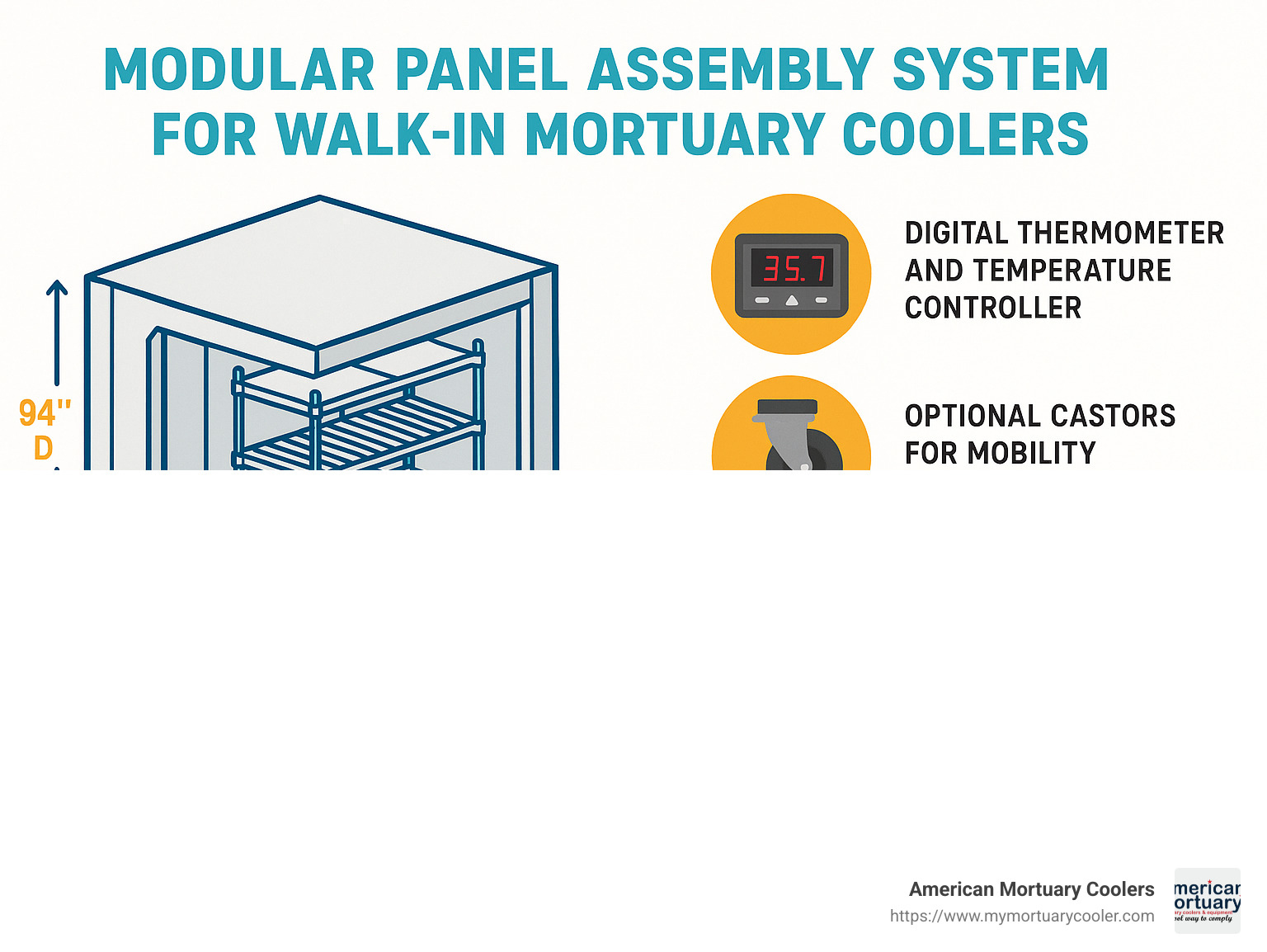 Modular panel assembly system for walk-in mortuary coolers - mortuary cooler infographic 