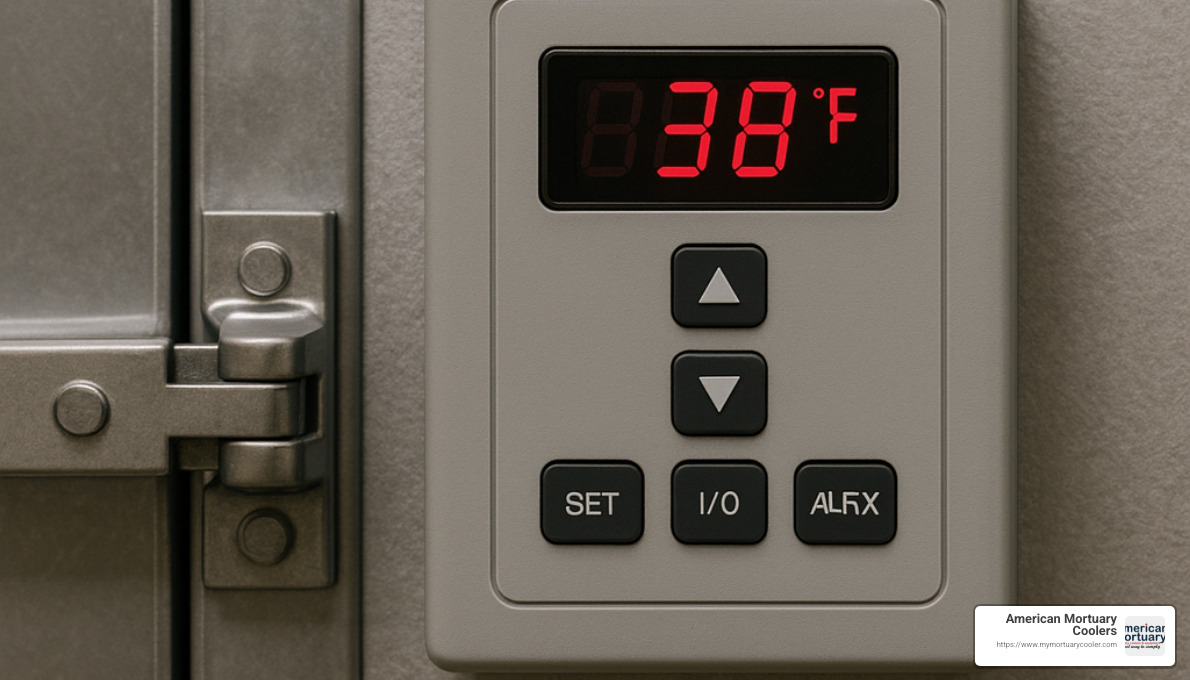 digital thermostat and control panel for mortuary cooler - 10 x 12 Mortuary Cooler