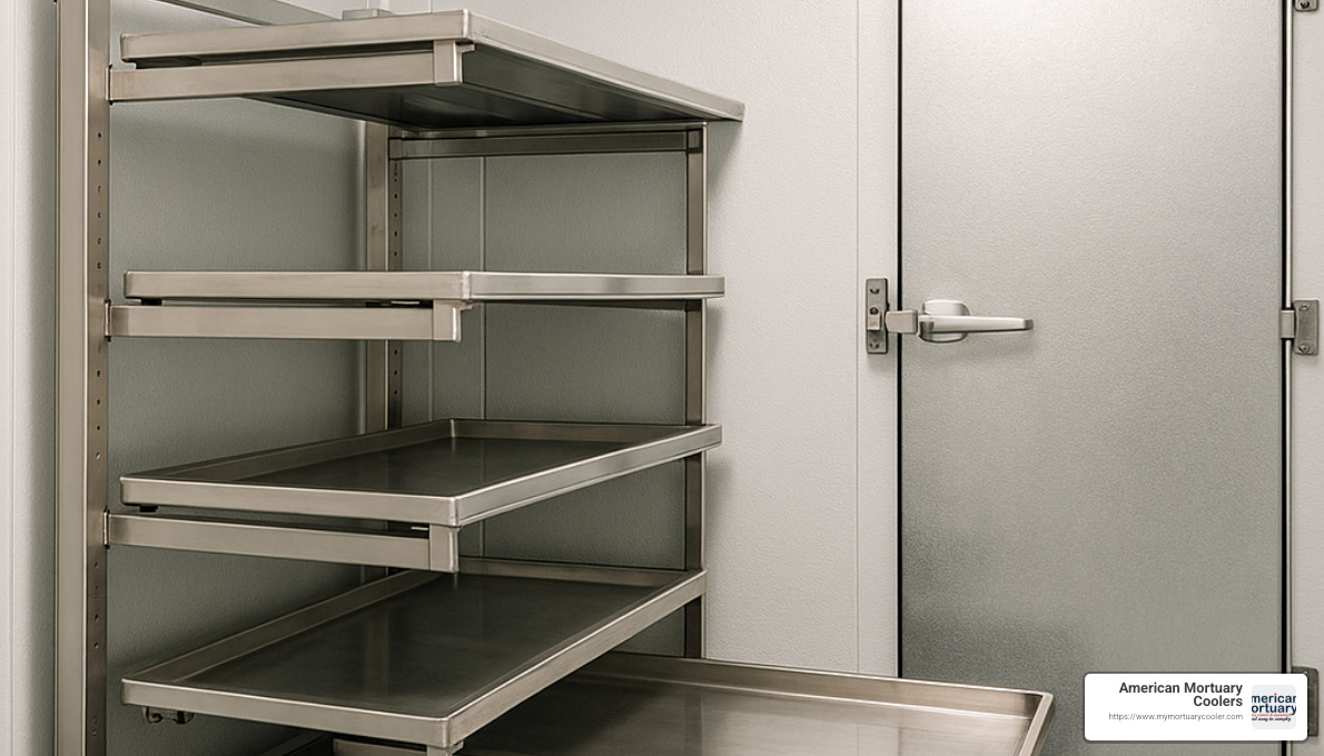 side-loading rack system for mortuary cooler - 10 x 12 Mortuary Cooler