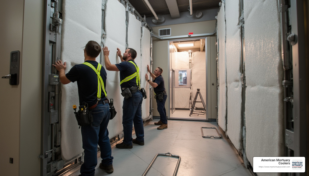 installation of a walk-in mortuary cooler - 10 x 12 Mortuary Cooler