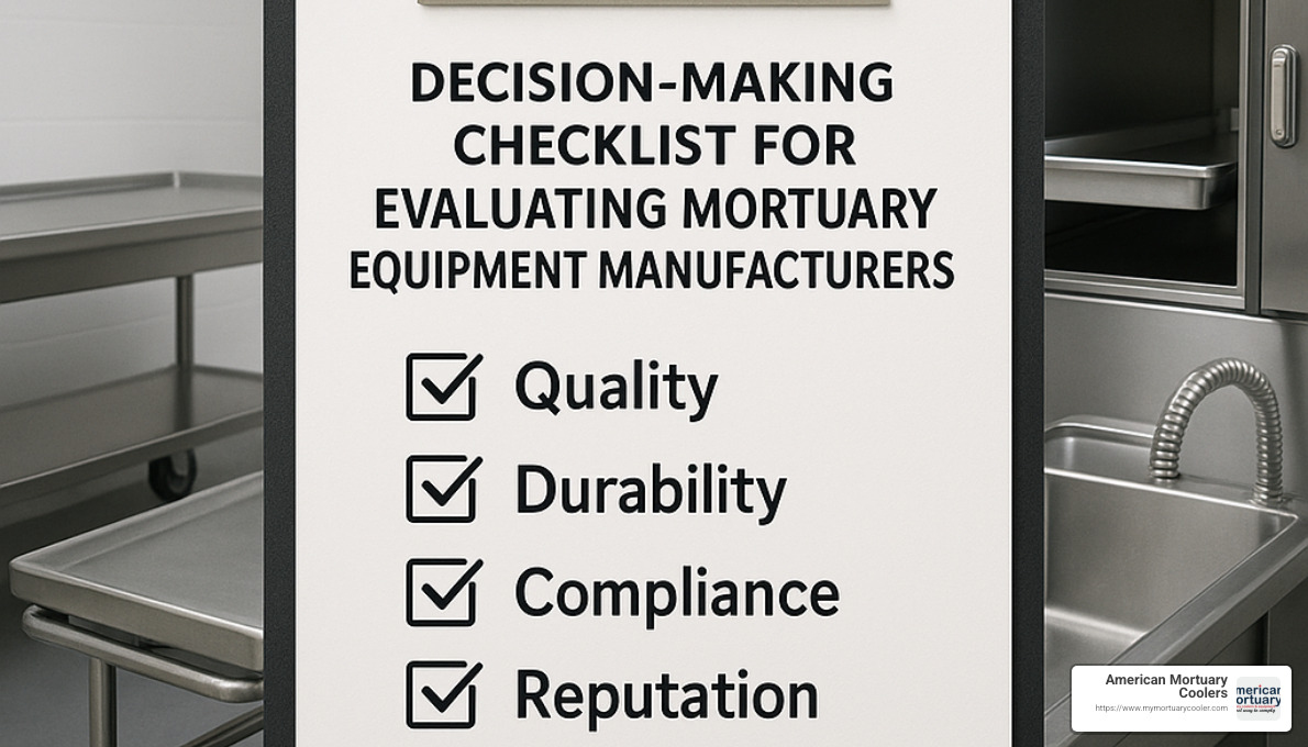 Decision-making checklist for evaluating mortuary equipment manufacturers - mortuary equipment manufacturers