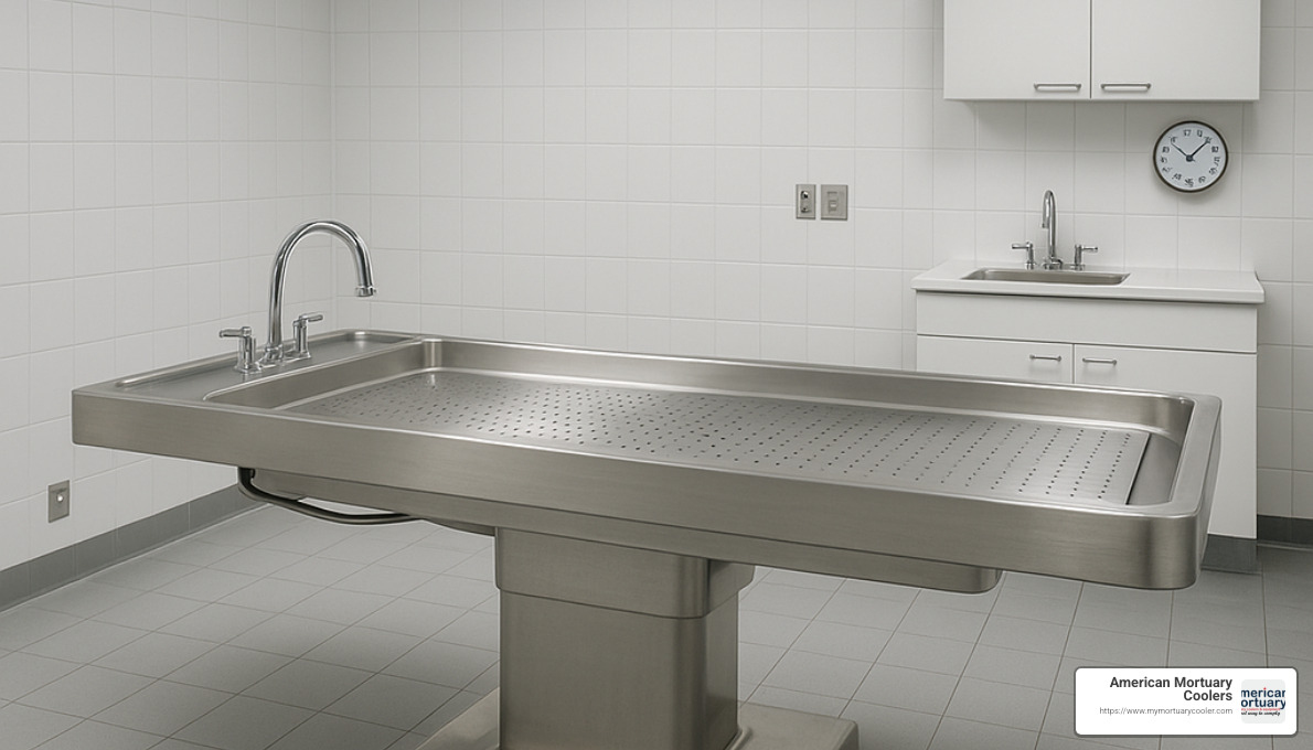 Professional mortuary autopsy table with stainless steel construction - mortuary equipment manufacturers