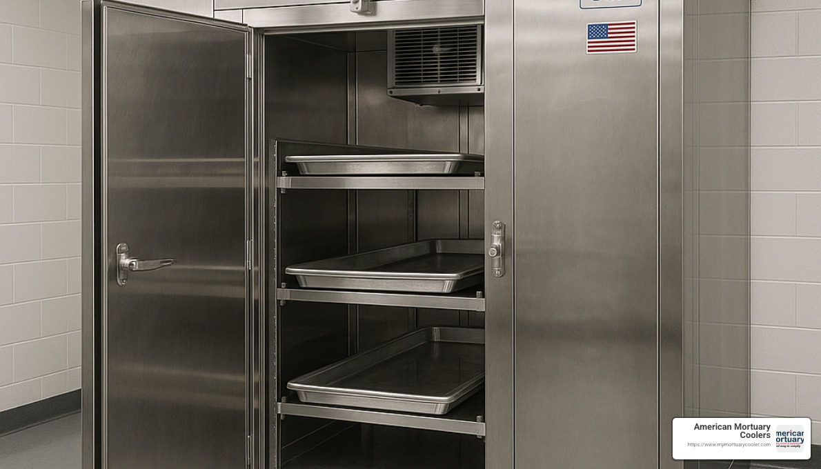 American-made mortuary walk-in cooler with stainless steel interior - mortuary equipment manufacturers