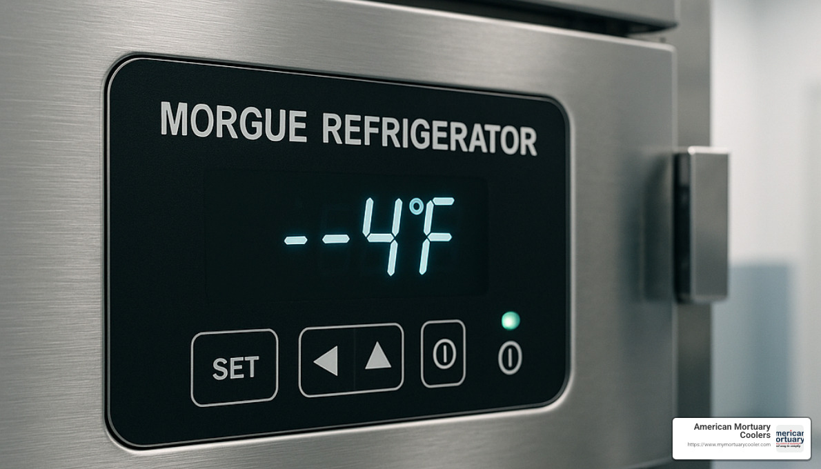 control panel of a modern morgue fridge - morgue fridge