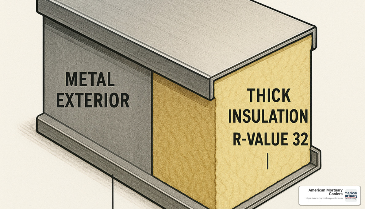 insulated panel cross-section for morgue cooler - temperature of morgue cooler