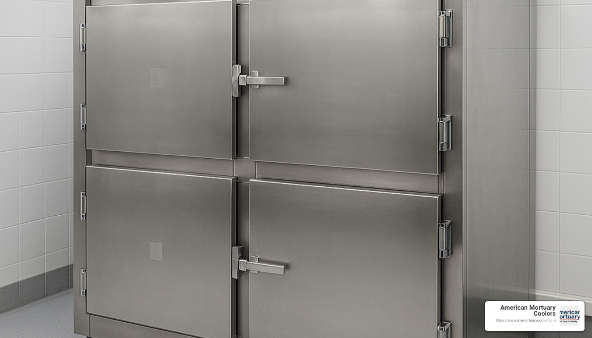 Morgue refrigerator with digital temperature controls and stainless steel construction - morgue fridge for sale