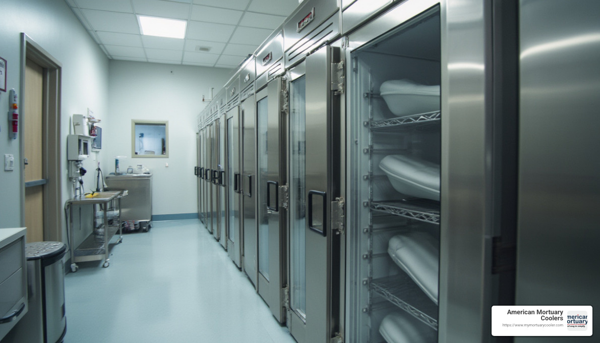 Mortuary refrigerator with multiple compartments - body fridge
