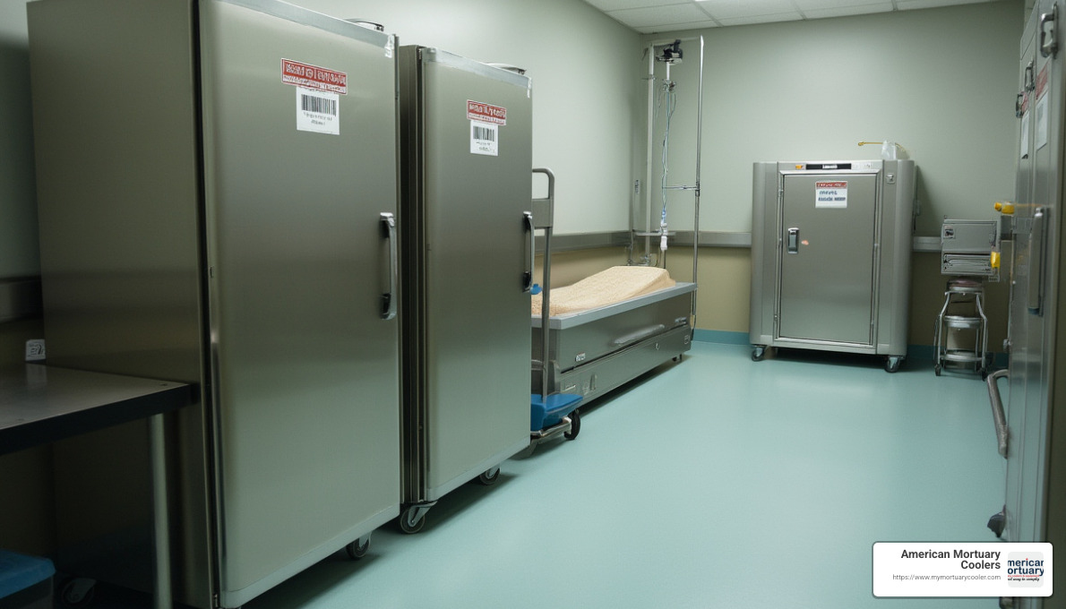 Various types of mortuary refrigeration units - body fridge