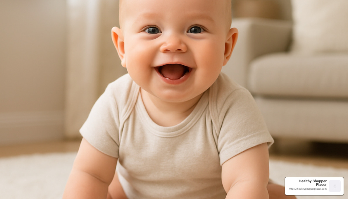 happy healthy baby smiling - probiotics for formula fed babies
