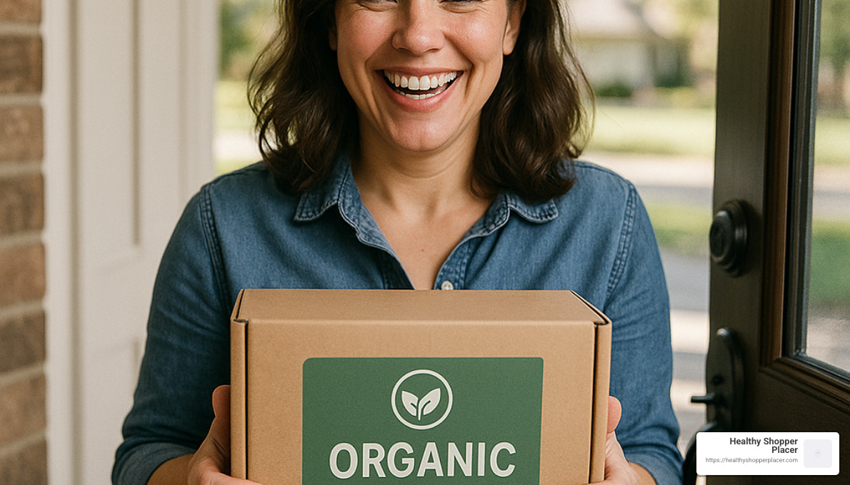 happy customer receiving organic supplement package - organic supplements online