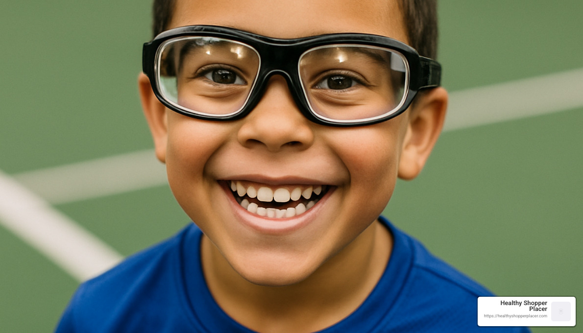 child wearing sports protective goggles - prescription eyewear for sports