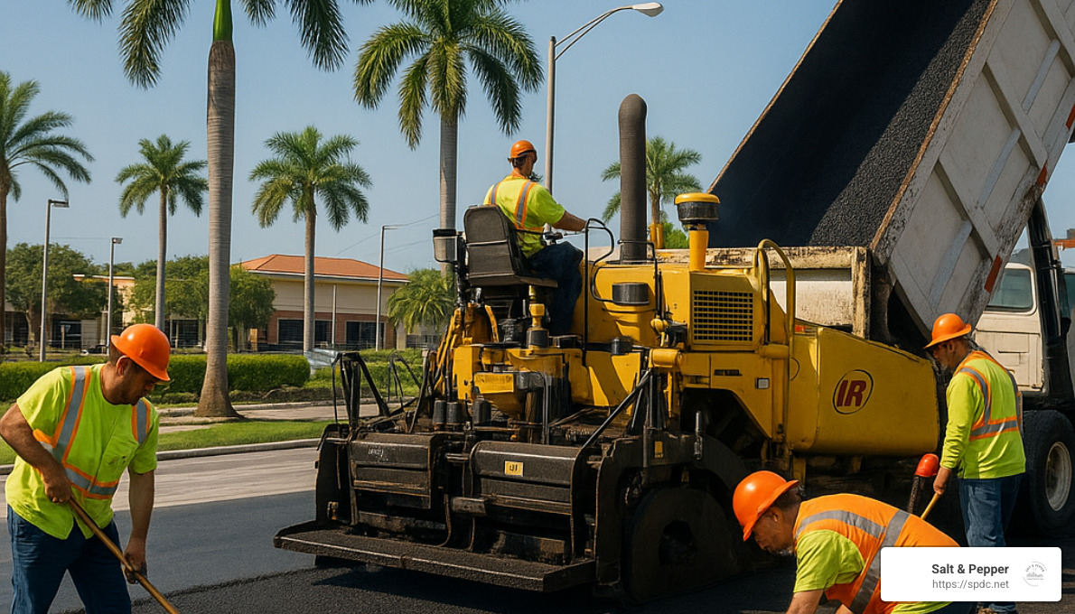 asphalt paving crew at work in Tampa - asphalt paving tampa