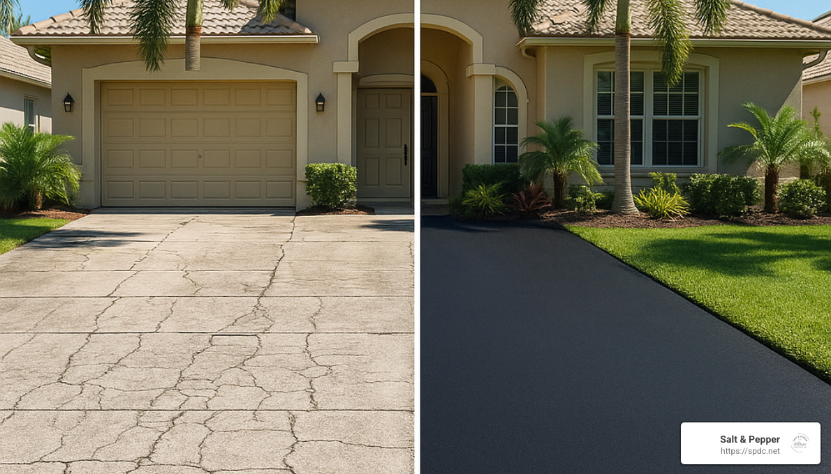 driveway before and after asphalt paving - asphalt paving tampa
