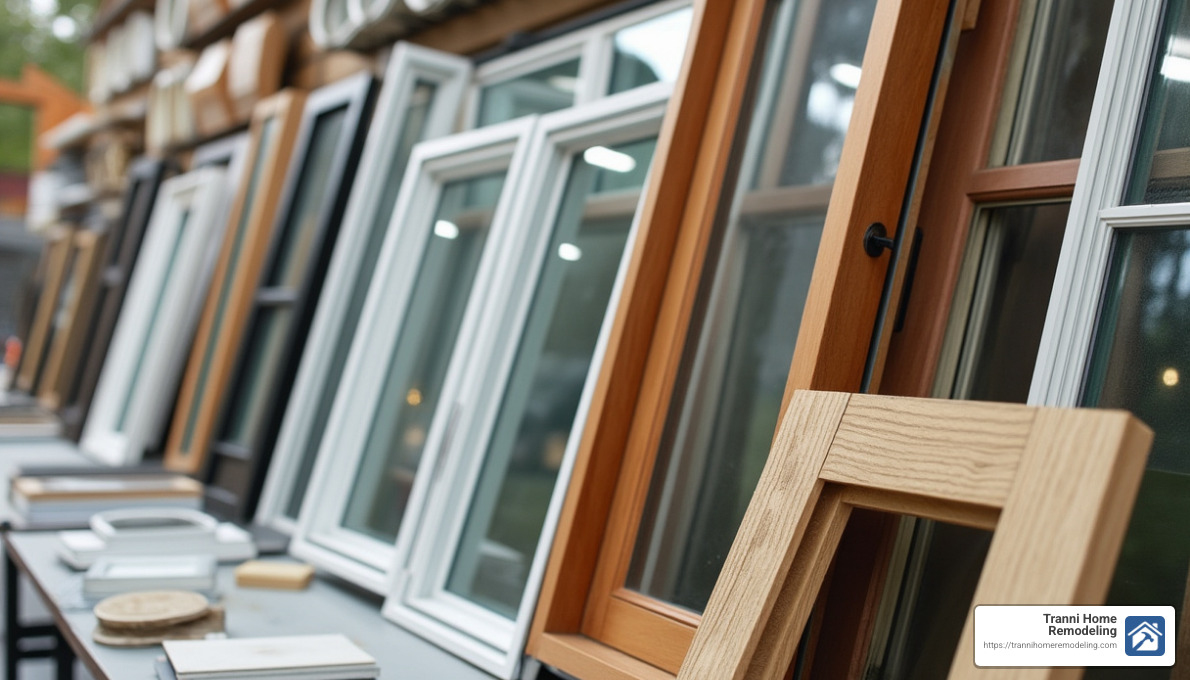 samples of different siding materials and window frames - windows and siding contractors