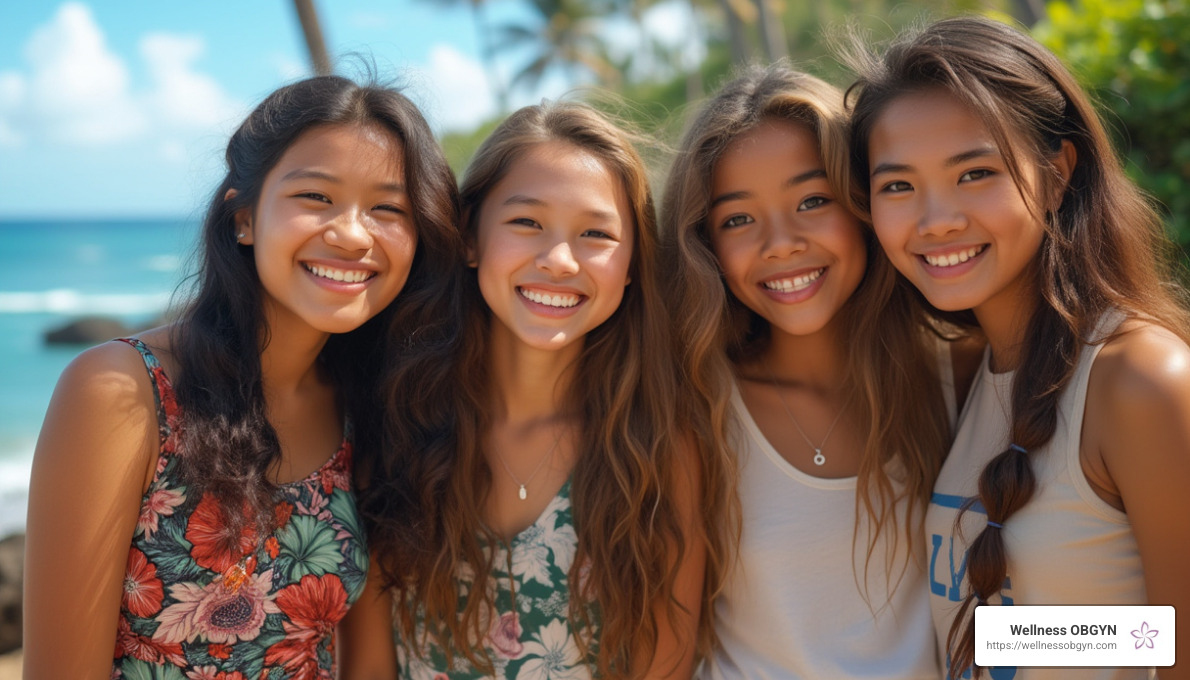 diverse group of teen girls in Hawaii - adolescent gynecology honolulu