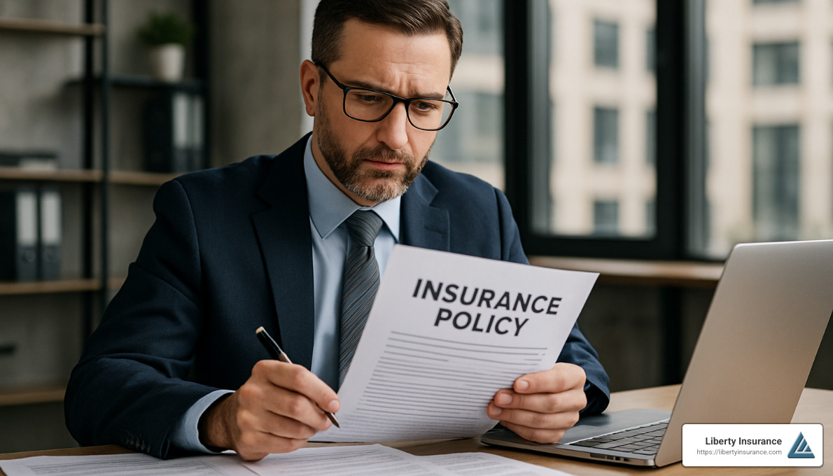 business owner reviewing insurance policy documents - host liquor liability insurance policy