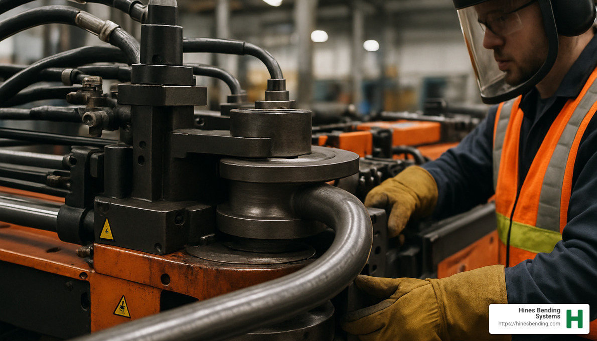 Heavy-wall hydraulic tube bending in process - CNC tube bender