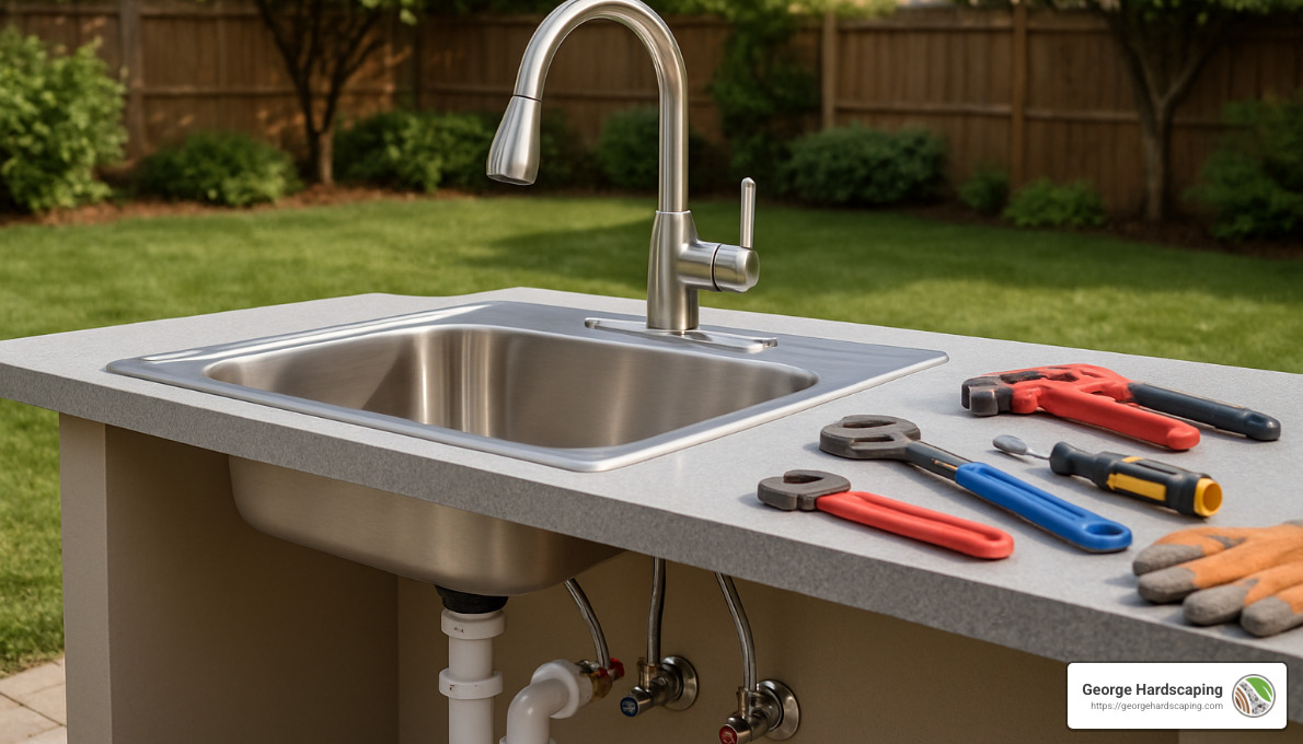 sink installation showing proper mounting and plumbing connections - adding a sink to outdoor kitchen