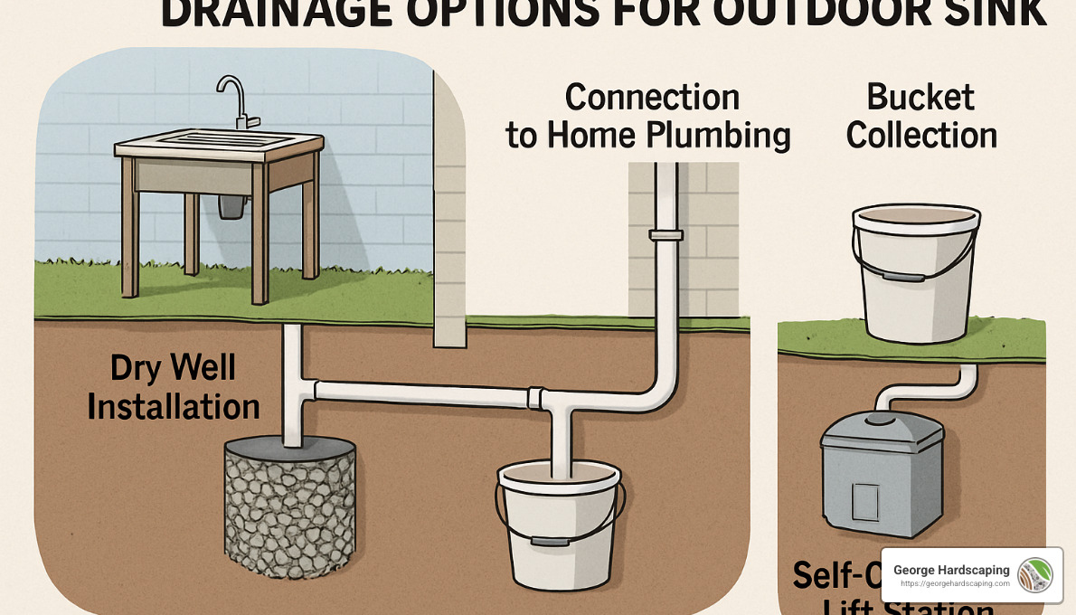 diagram showing drainage options for outdoor sinks including dry well installation - adding a sink to outdoor kitchen