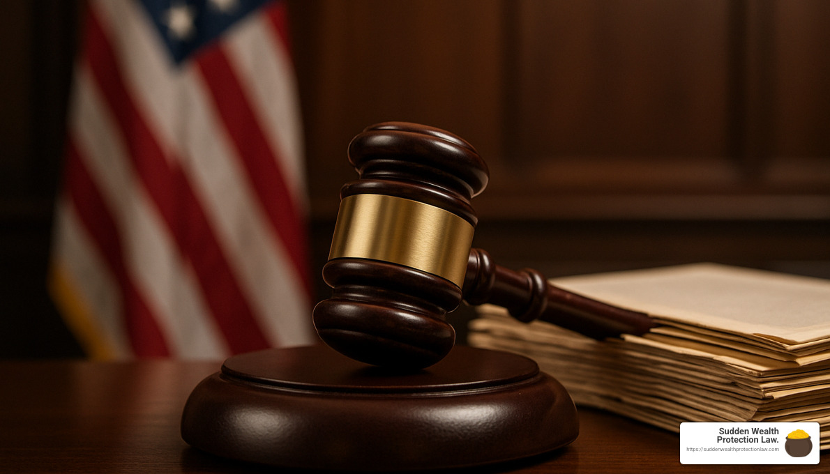 courtroom gavel next to legal documents - advantages of irrevocable trust