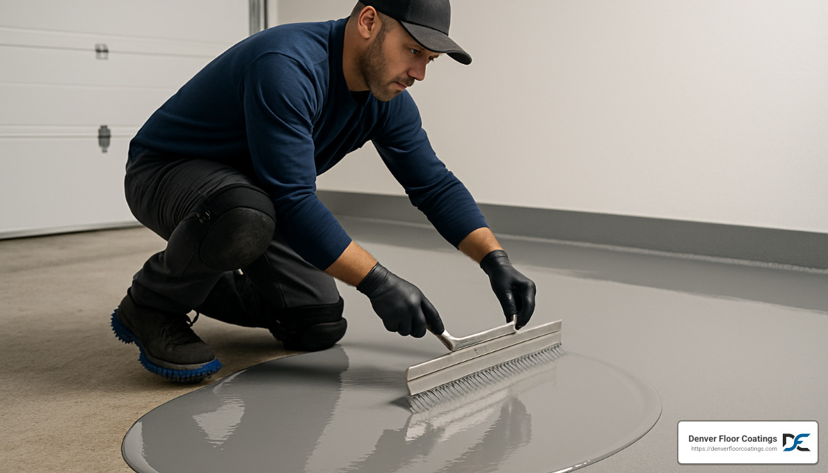100% solids epoxy floor coating application - professional epoxy floor coating