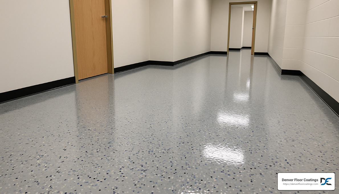 Water-based epoxy floor with decorative flakes - professional epoxy floor coating