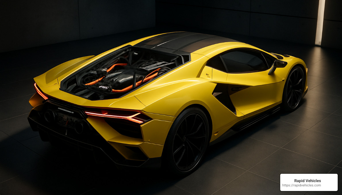 Lamborghini Revuelto showing off its V12 hybrid powertrain - fastest production cars