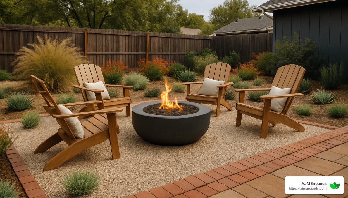 layered hardscape materials around fire pit - Fire pit landscaping ideas