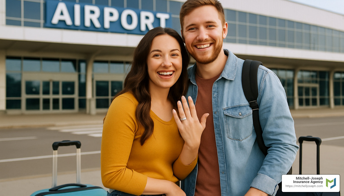 655f0321b8c97aa8e463729a4eaf89e22b8417ec Engagement Ring Insurance: How to Find the Best Quotes Compare Engagement ring insurance quotes, learn coverage options, and get expert tips to protect your ring from loss, theft, or damage. Couple traveling with engagement ring - Engagement ring insurance quotes